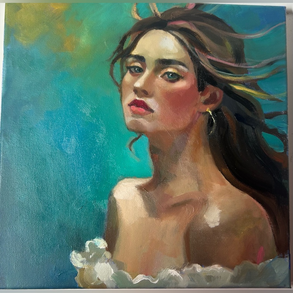 oil paintings original “Blue eyes”, 10x10, oil on canvas